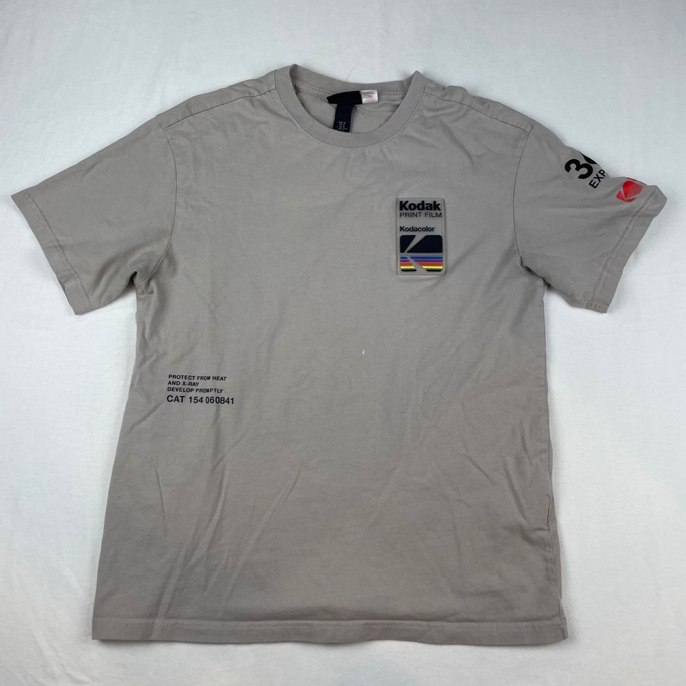 H&M Kodak Print Film Graphic T-Shirt Mens Medium Tan Relaxed Fit Kodacolor 0071
